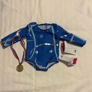 Blue and Silver Star Leotard with Medal and Accessories